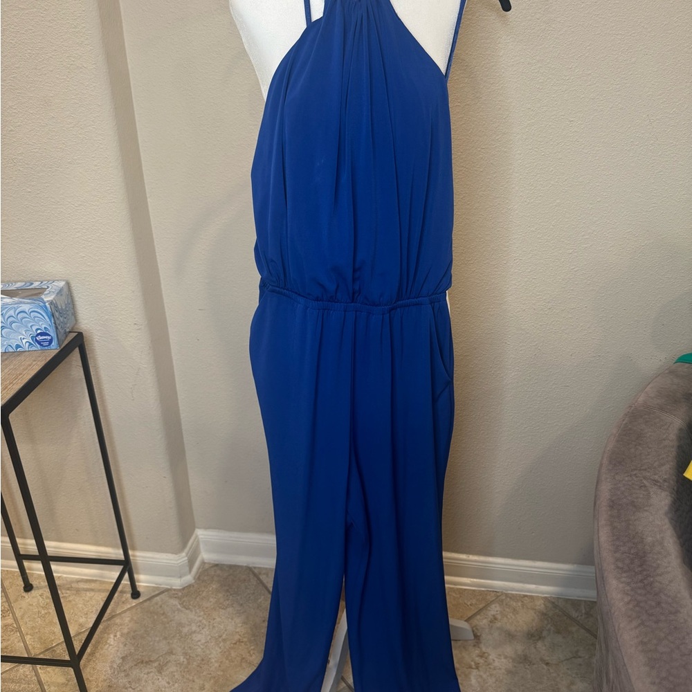 Jessica Simpson Royal Blue Halter Jumpsuit